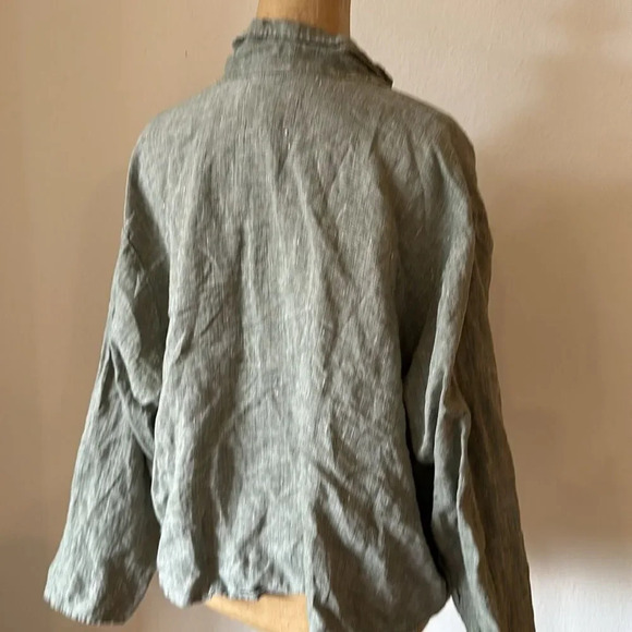 Flax sz M/L 100% linen lightweight blazer jacket 26” pit to pit by 22” length - Picture 2 of 6